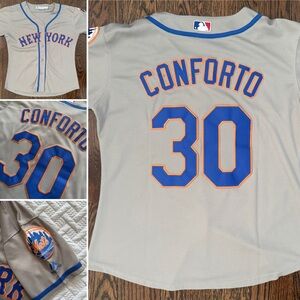 New York Mets Michael Conforto #30 Majestic Women MLB Gray Stitched Jersey L